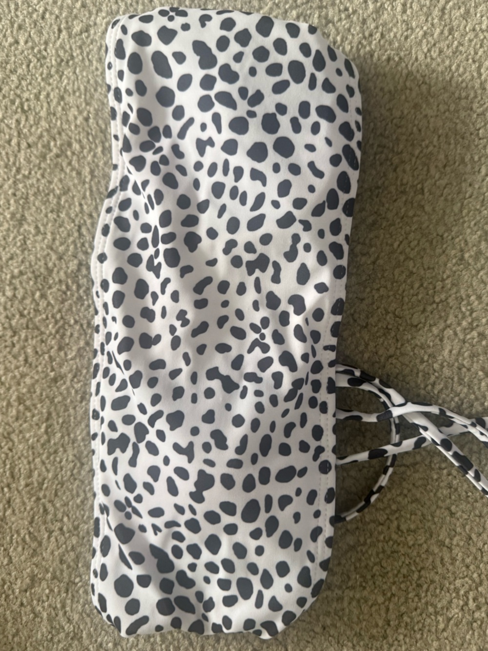SHEIN White and Black Dalmatian Print Strapless Bikini Top